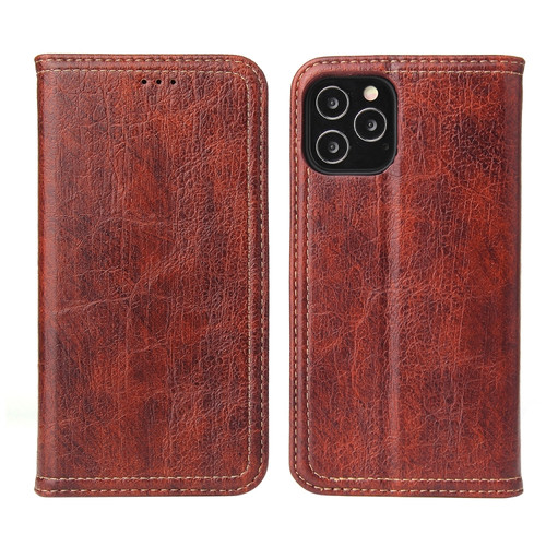 iPhone 12 mini Fierre Shann Retro Tree Bark Texture PU Magnetic Horizontal Flip Leather Case with Holder & Card Slots & Wallet - Red