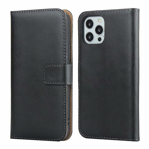 iPhone 12 mini Plain Texture Cowhide Leather Horizontal Flip Case with Magnetic Clasp & Holder & Card Slots & Wallet  - Black