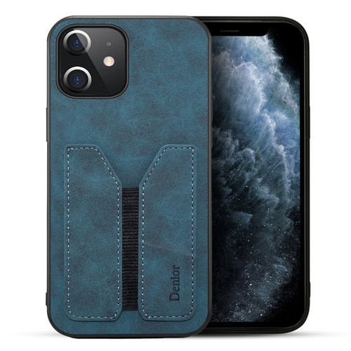iPhone 12 mini Denior Elastic Card Slot PU + TPU Phone Case  - Blue