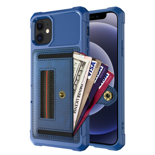 iPhone 12 mini ZM06 Card Bag TPU + Leather Phone Case  - Blue