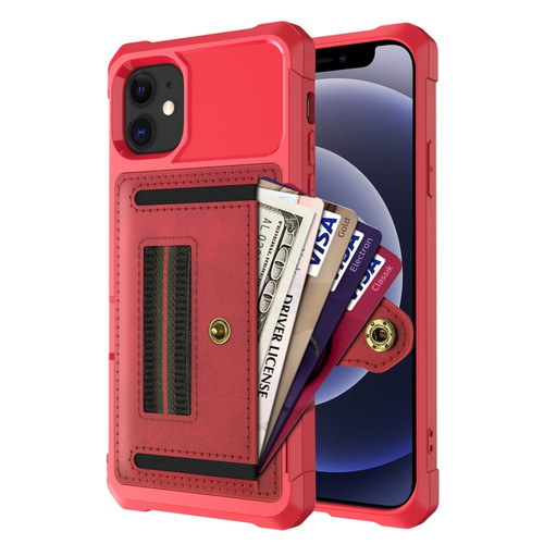 iPhone 12 mini ZM06 Card Bag TPU + Leather Phone Case  - Red