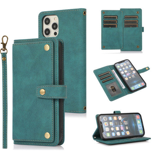 iPhone 12 mini PU + TPU Horizontal Flip Leather Case with Holder & Card Slot & Wallet & Lanyard  - Lake Blue