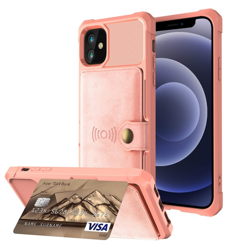 iPhone 12 mini Magnetic Wallet Card Bag Leather Case  - Rose Gold