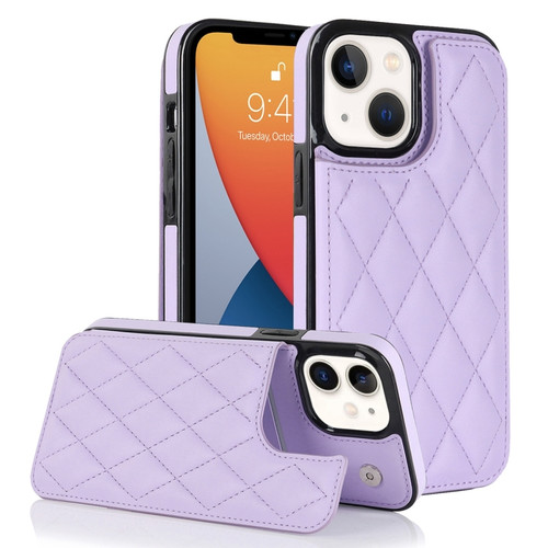 iPhone 12 mini Double Buckle Rhombic PU Leather Phone Case - Purple