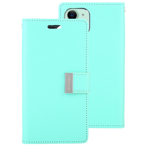 iPhone 12 mini GOOSPERY RICH DIARY Crazy Horse Texture Horizontal Flip Leather Case with Holder & Card Slots & Wallet - Mint Green