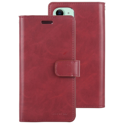 iPhone 12 mini GOOSPERY MANSOOR Crazy Horse Texture Horizontal Flip Leather Case with Holder & Card Slots & Wallet - Wine Red