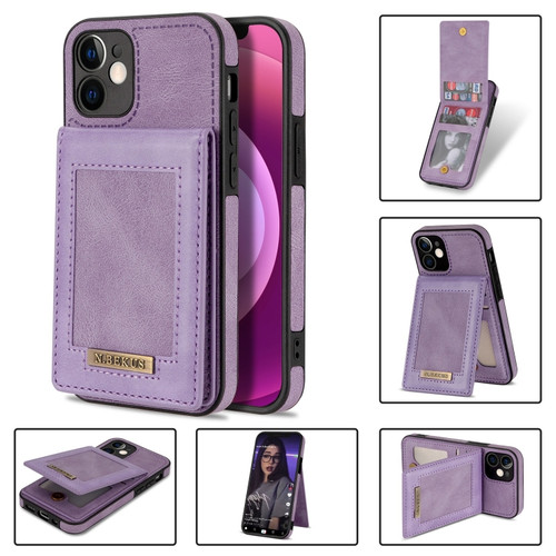 iPhone 12 mini N.BEKUS Vertical Flip Card Slot RFID Phone Case  - Purple