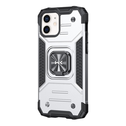 iPhone 12 mini WK WTP-012 Shockproof PC + TPU + Metal Phone Case with Ring Holder  - Silver