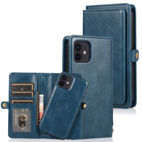 iPhone 12 mini Multiple Card Slots Detachable Magnetic Horizontal Flip Leather Case with Card Slots & Holder & Wallet  - Navy Blue