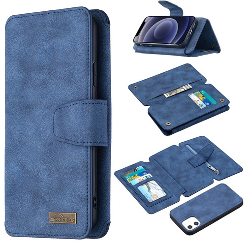iPhone 12 mini Detachable Frosted Magnetic Horizontal Flip Leather Case with Card Slots & Holder & Zipper Wallet & Photo Frame  - Blue