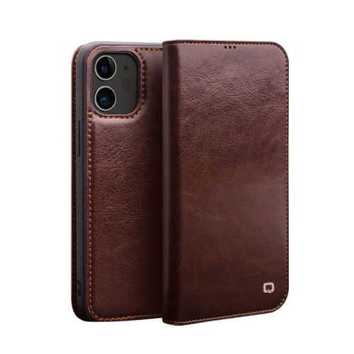 iPhone 12 mini QIALINO Horizontal Flip Leather Case with Holder & Card Slots & Wallet  - Brown