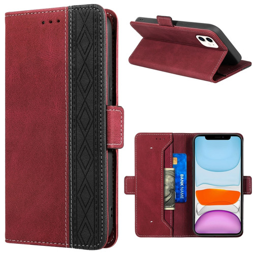 iPhone 11 Stitching Magnetic RFID Leather Case  - Red