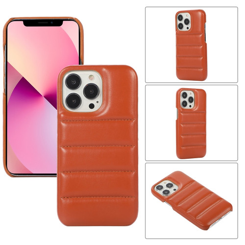 iPhone 11 Thick Down Jacket Soft PU Phone Case - Brown