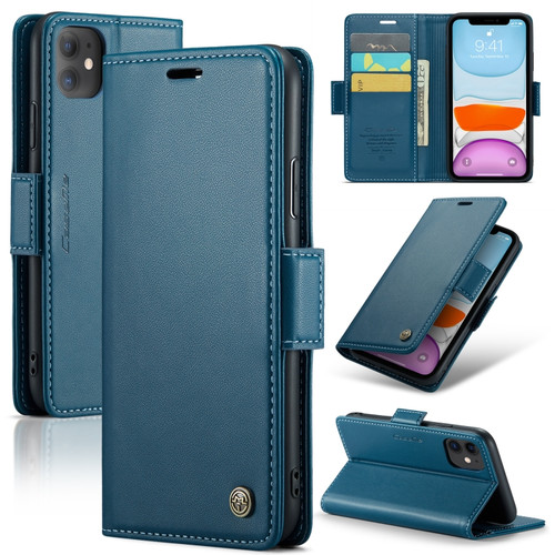 iPhone 11 CaseMe 023 Butterfly Buckle Litchi Texture RFID Anti-theft Leather Phone Case - Blue