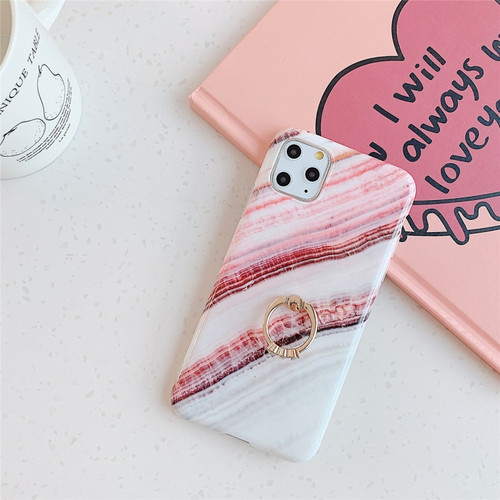 iPhone 11 TPU Smooth Marble with Ring Metal Rhinestone Bracket Mobile Phone Protective Case - Granite Q9