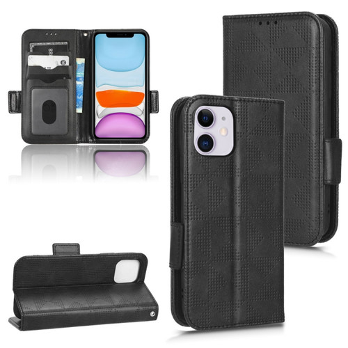 iPhone 11 Symmetrical Triangle Leather Phone Case - Black