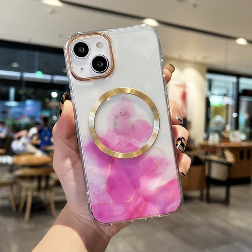 iPhone 11 Marble MagSafe Clear Phone Case  - Rose Red