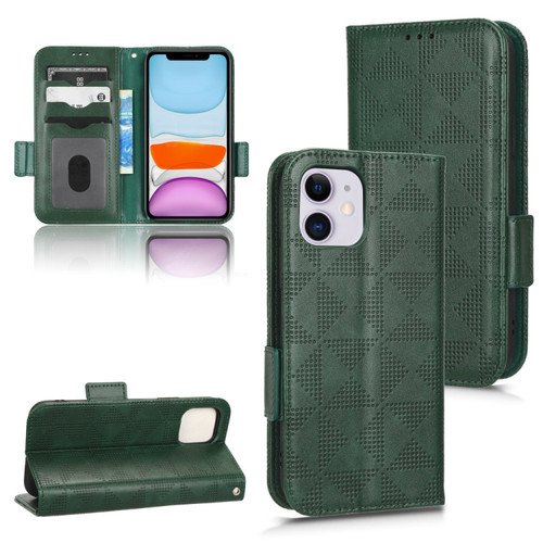 iPhone 11 Symmetrical Triangle Leather Phone Case - Green