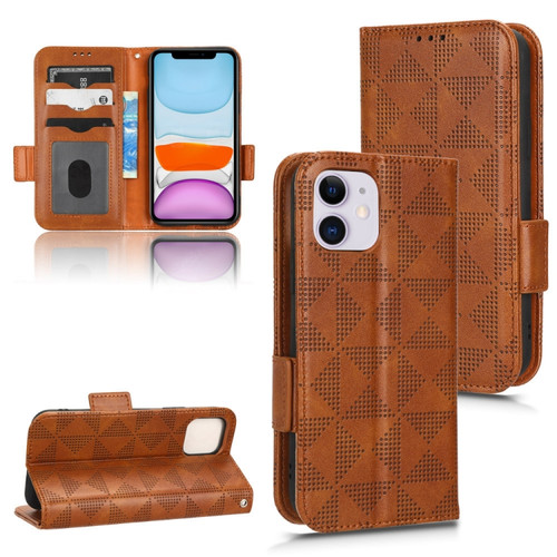 iPhone 11 Symmetrical Triangle Leather Phone Case - Brown