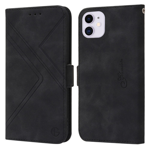 iPhone 11 RFID Geometric Line Flip Leather Phone Case  - Black