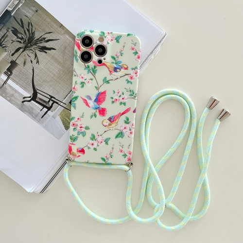 iPhone 11 Lanyard Small Floral TPU Phone Case  - Light Green