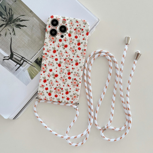 iPhone 11 Lanyard Small Floral TPU Phone Case  - White