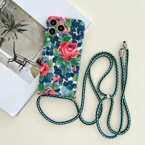 iPhone 11 Lanyard Small Floral TPU Phone Case  - Green