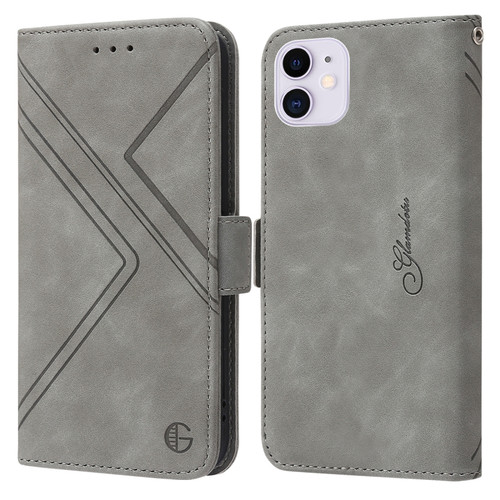 iPhone 11 RFID Geometric Line Flip Leather Phone Case  - Grey