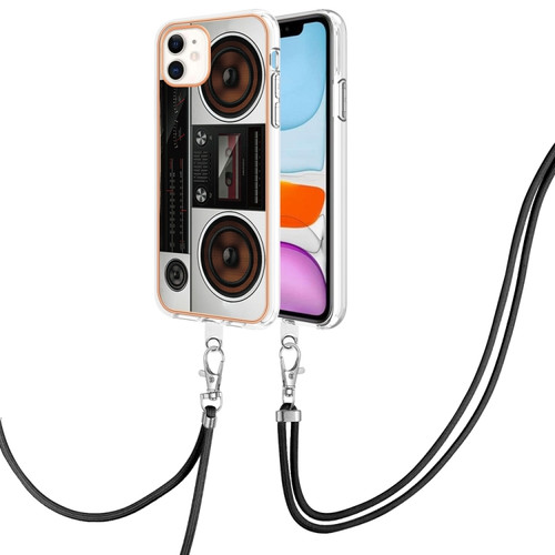 iPhone 11 Electroplating Dual-side IMD Phone Case with Lanyard - Retro Radio