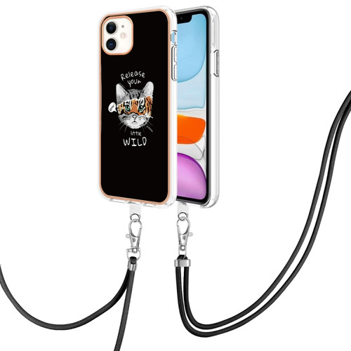 iPhone 11 Electroplating Dual-side IMD Phone Case with Lanyard - Natural Growth