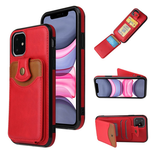 iPhone 11 Soft Skin Leather Wallet Bag Phone Case  - Red