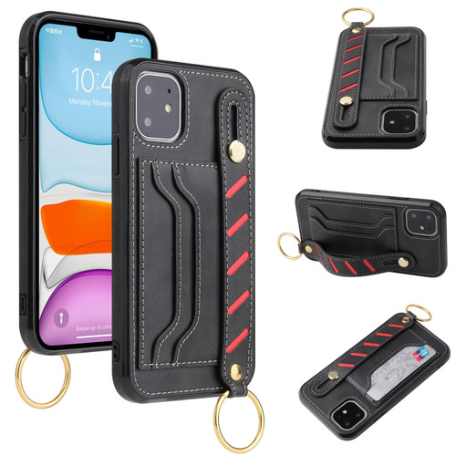 iPhone 11 Wristband Wallet Leather Phone Case  - Black