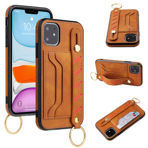 iPhone 11 Wristband Wallet Leather Phone Case  - Yellow
