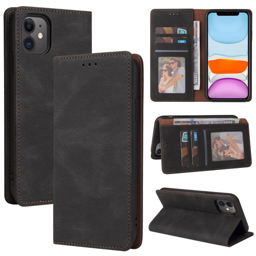 Simple Suction Closure Horizontal Flip Leather Case with Holder & Card Slot & Wallet iPhone 11 - Black