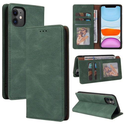 Simple Suction Closure Horizontal Flip Leather Case with Holder & Card Slot & Wallet iPhone 11 - Green