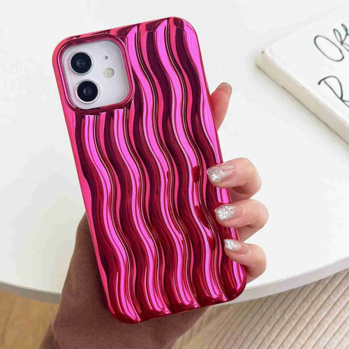 iPhone 11 Plating 3D Water Wave Texture Phone Case - Red