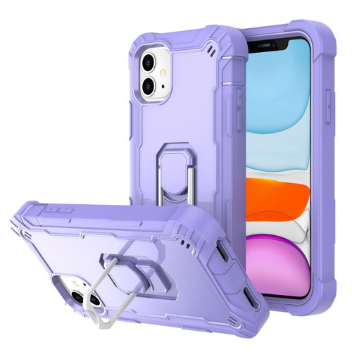 iPhone 11 PC + Rubber 3-layers Shockproof Protective Case with Rotating Holder  - Purple