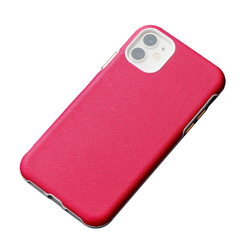 Business Cross Texture PC Protective Case iPhone 11 - Rose Red