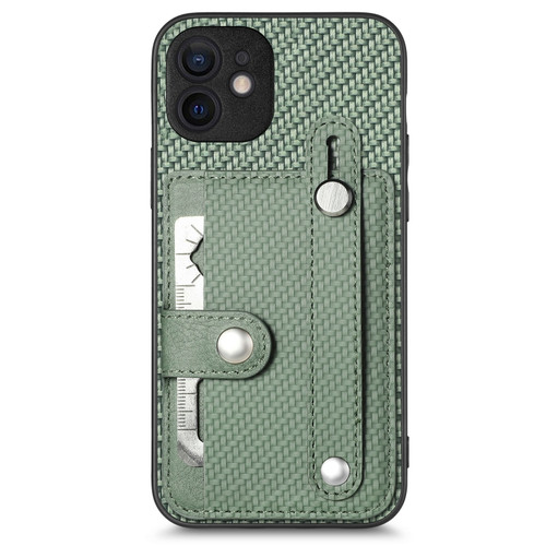 iPhone 11 Wristband Kickstand Card Wallet Back Cover Phone Case with Tool Knife - Green