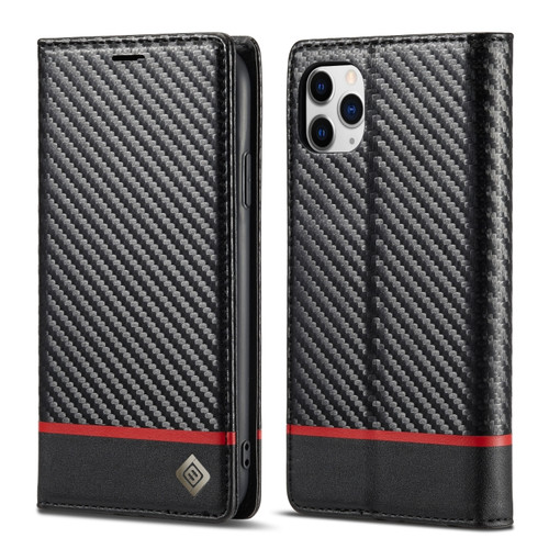 iPhone 11 LC.IMEEKE Carbon Fiber PU + TPU Horizontal Flip Leather Case with Holder & Card Slot & Wallet  - Horizontal Black