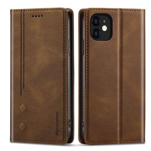 iPhone 11 Forwenw F2 Series Magnetic Horizontal Flip Leather Case with Holder & Card Slots & Wallet  - Brown