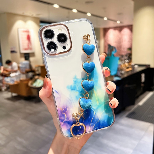 iPhone 11 Gold Halo Marble Pattern Case with Love Bracelet  - Blue