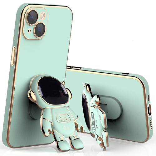 iPhone 11 Plating Astronaut Holder Phone Case with Lens Film  - Matcha Green