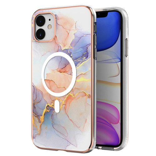 iPhone 11 Marble Pattern Dual-side IMD Magsafe TPU Phone Case - White Marble