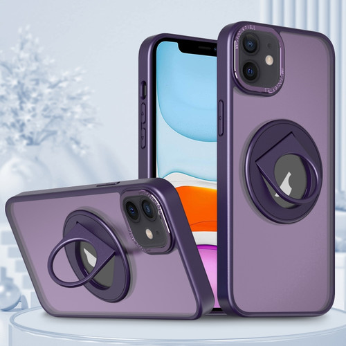 iPhone 11 Rotating Ring Magnetic Holder Phone Case - Purple