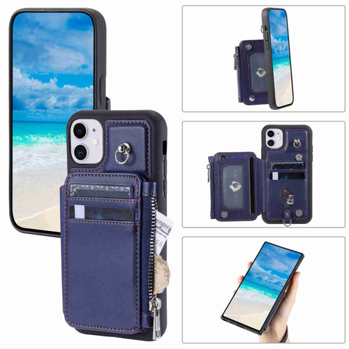 iPhone 11 Zipper Card Slots RFID Phone Case - Blue