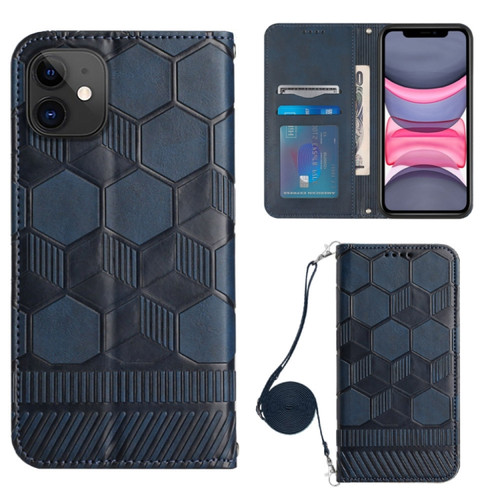 iPhone 11 Crossbody Football Texture Magnetic PU Phone Case  - Dark Blue