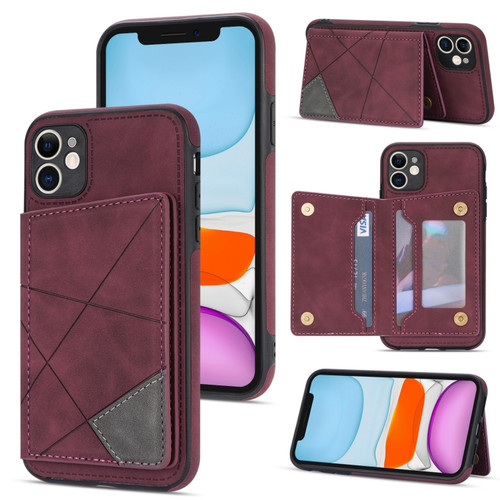 iPhone 11 Line Card Holder Phone Case  - Wine Red