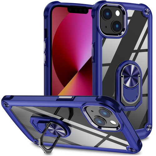 iPhone 11 TPU + PC Lens Protection Phone Case with Ring Holder - Blue