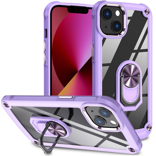 iPhone 11 TPU + PC Lens Protection Phone Case with Ring Holder - Purple